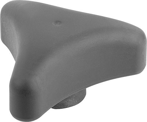 Dreisterngriff ergonomisch M08 D1=80 Kunststoff, schwarz RAL7021, Komp: Edelstahl - K0785.08008 - erhältlich bei ♡ HUG Technik ✓