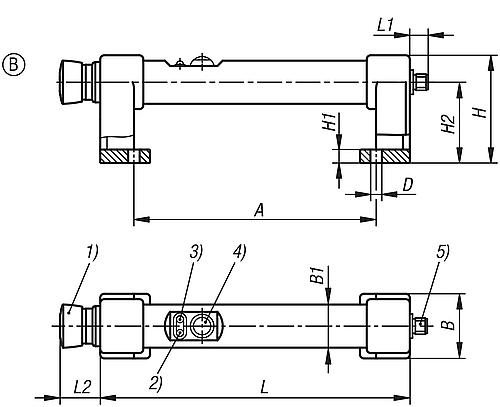 Rohrgriff mit elektrischer Schaltfunktion, 1 Drucktaster, Form: B mit Nothalt, L=230, A=180, D=8,5, PVC schwarz, - K1529.1180 - gibt’s bei ☆ HUG Technik ✓