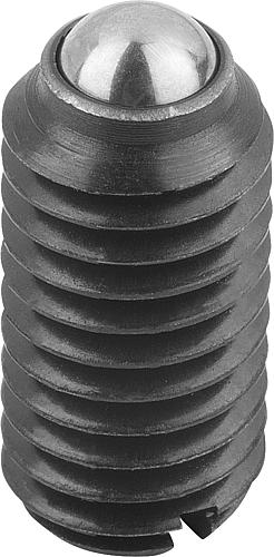 Federndes Druckstück Standard Federkraft M04 L=9 Stahl, Komp: Kugel aus Stahl - K0309.04 - erhältlich bei ♡ HUG Technik ✓