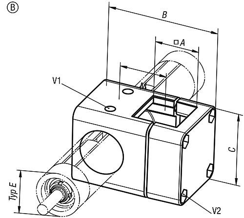 Zeichnung Rohrverbinder Kreuzstück Aluminium, Komp:Stahl, A=50, Typ=50 - K0497.5050 - bekommst Du bei ★ HUG Technik ✓