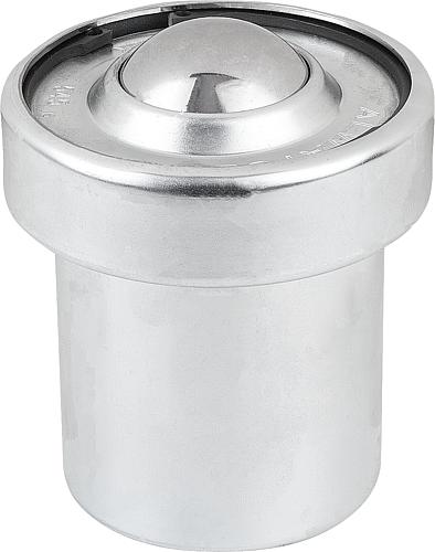Kugelrolle mit Federelementen, Form:C Stahl, Komp:Edelstahl, D=39 - K0762.222 - bekommst Du bei HUG Technik ♡