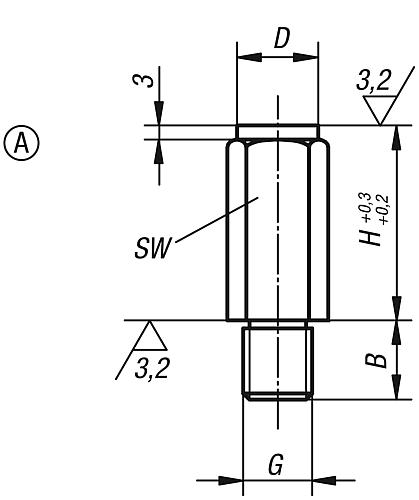 Positionsfuß M06X11 H=10, Form:A Vergütungsstahl, SW=10 - K0299.106010 - kommt direkt von HUG Technik 😊