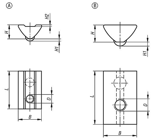 Nutenstein einschwenkbar M04 B=10,5, Form:A Stahl, Typ I - K1023.0604 - bei HUG Technik ✭