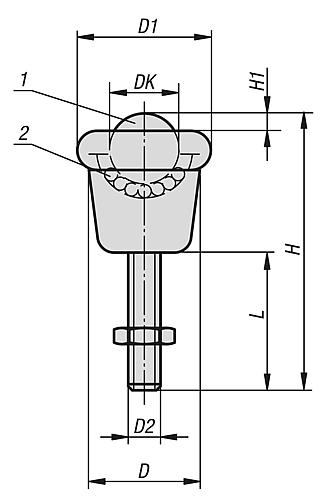 Kugelrolle L=20 Edelstahl 1.4021, Komp:Edelstahl - K1322.190820 - bei HUG Technik ✭