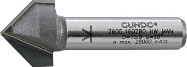 Guhdo HW-V-Nutfräser Z2 S8 D16 90G - bei HUG Technik ✓
