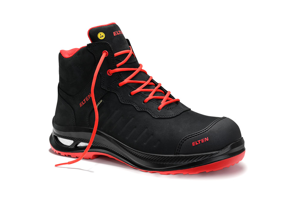 ELTEN® Sicherheitsstiefel STEWART XXG Pro GTX black-red Mid ESD S3 HI CI - gibt’s bei HUG Technik ✓