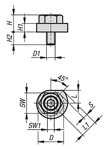 Spannexzenter, M08, S=4,4, F=5,2, Vergütungsstahl schwarz brüniert Komp: Federstahl, Komp: schwarz brüniert - K1694.08 - bei HUG Technik ☆