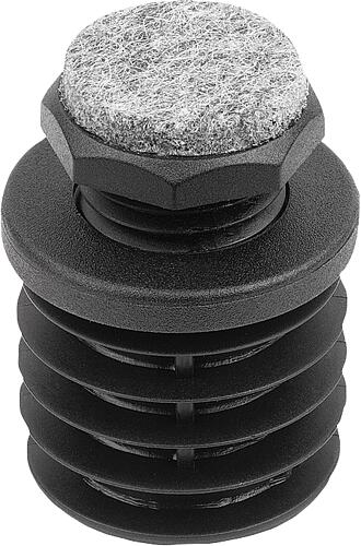 Justierstopfen mit Filzgleitfläche, Form:A rund, D=30, L1=29, Polyamid schwarz, für Rundrohre - K2035.0030101529