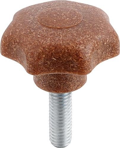 Sterngriff M06x15 D1=32, Form: L Biopolymer, Buche natur - K0155.104061143X15 - bekommst Du bei ★ HUG Technik ✓