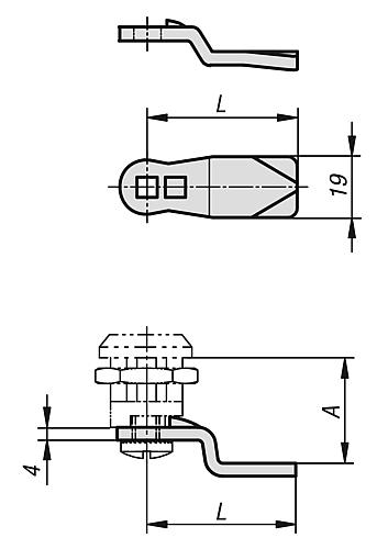 Zunge für Drehriegel Edelstahl L-Griff, Edelstahl 1.4301 blank - K1340 - gibt’s bei HUG Technik ✓
