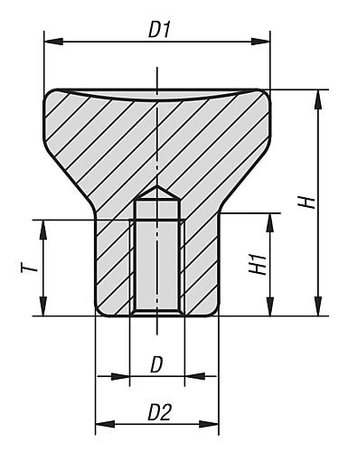 Pilzknopf Gr.3 M08 D1=33 Aluminium - K0250.1308 - gibt’s bei HUG Technik ✓