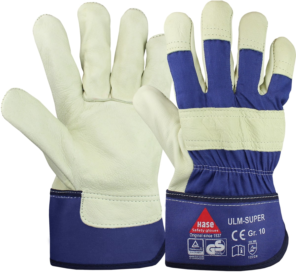 ULM-SUPER, Arbeitshandschuh aus Narbenleder, Farbe blau - direkt von HUG Technik ✓
