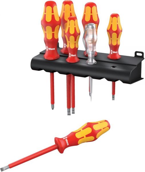 Wera® Schraubendreher-Satz 160i/165i/7 VDE isoliert 6-teilig + Spannungsprüfer + Rack - bei HUG Technik ✭