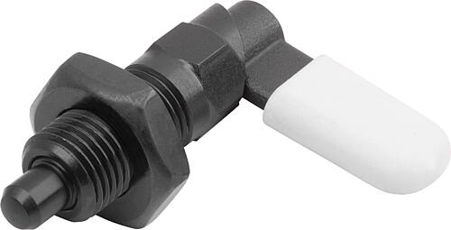 Sperrriegel mit Sechskant, D=6, M12, SW1=12, Form:D, mit Kappe, mit Mutter, Stahl brüniert, Komp:Thermoplast grau - K1679.07061288