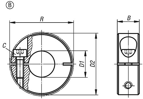 Klemmring geschlitzt, Form:B Aluminium 10X24, B=9 - K0611.101003 - bei HUG Technik ✭