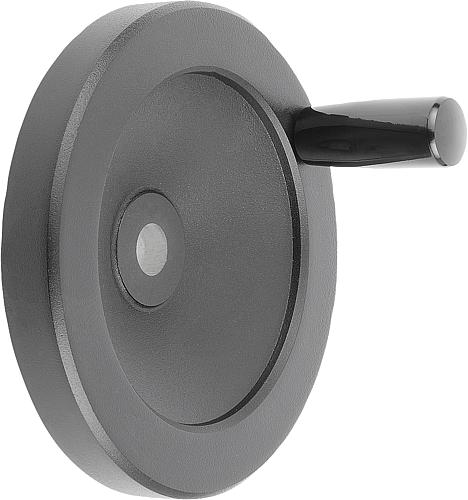 Scheibenhandrad D1=100 Passbohrung D2=10H7, Aluminium, schwarz pulverbesch, Komp:Duroplast, Griff - K0161.21100X10 - bei HUG Technik ✓