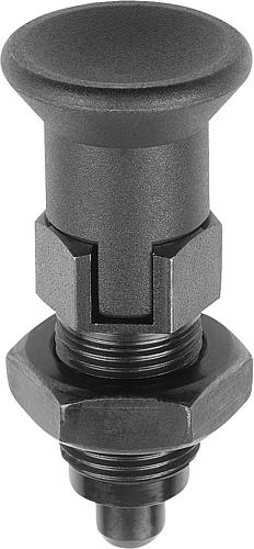 Arretierbolzen Premium mit zyl. Arretierstift Gr.1 M10X1, D=5, Form: D mit Rastnut mit Kontermutter, Stahl - K0736.44105 - bekommst Du bei ★ HUG Technik ✓