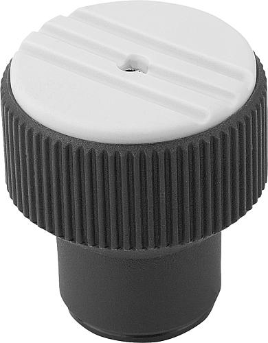Drehmoment-Rändelknopf Gr.2 M05 Thermoplast, schwarz RAL7021, Komp: Stahl, Komp: grau RAL7035 - K0277.2055 - direkt bei HUG Technik ✓
