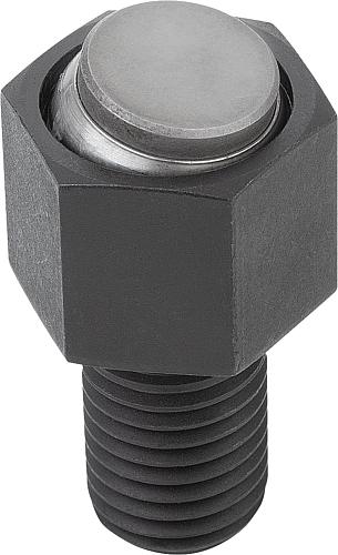 Pendelauflage mit O-Ring M10X15, Form:E Vergütungsstahl, auswechselbare Einsätze, Komp:Edelstahl, SW=17 - K0289.210X015 - gibt’s bei HUG Technik ✓