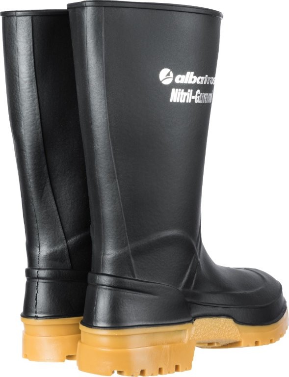 Albatros GUARDIAN MID BLACK Nitrilgummistiefel Paar hinten.