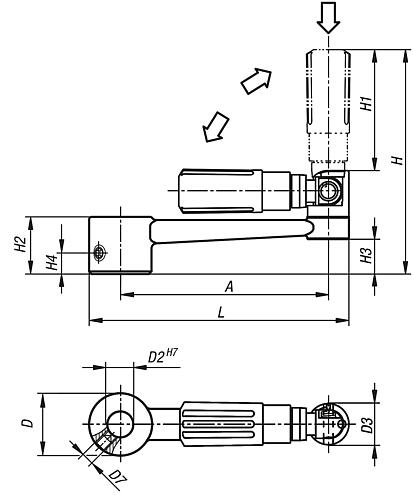 Handkurbel mit Griff Gr.1 A=80 L=100 Aluminium, sicherheit, D=10 - K0998.1110 - bekommst Du bei HUG Technik ♡