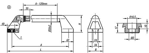 Rohrgriff, Form: A Edelstahl, Komp: Thermoplast, A=300, D=11 - K0226.300101 - bei HUG Technik ☆