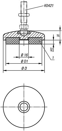 Teller für Gelenkfüße Edelstahl, mit Schwingungsdämpfung, D=40 - K0419.20402 - erhältlich bei ✭ HUG Technik ✓