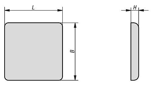 Zeichnung Abdeckkappe 30x30x3, Typ I - K1053.06303011 - bekommst Du bei ★ HUG Technik ✓