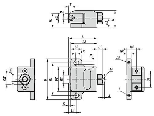 Seitenspanner, F=14, S=4, Vergütungsstahl schwarz brüniert - K1697.1400 - erhältlich bei ✭ HUG Technik ✓