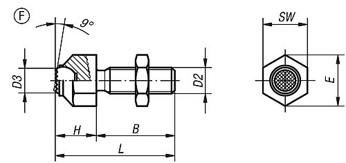 Pendelauflage M08, Form:F Edelstahl, elektrolytisch poliert, verstellbar, Komp:Edelstahl, L1=25 - K0287.3081 - bei HUG Technik ✭