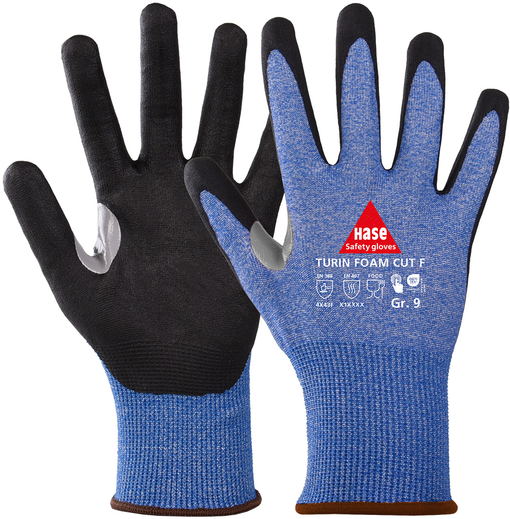 Schnittschutzhandschuh aus 18G HPPE, Nitrilschaum, CUT F