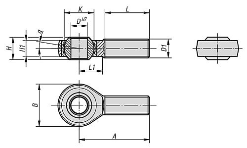 Gelenkkopf mit Gleitlagerung M05X20 Edelstahl, Linksgewinde, Komp: Edelstahl, D=5 - K0720.051 - bei HUG Technik ♡