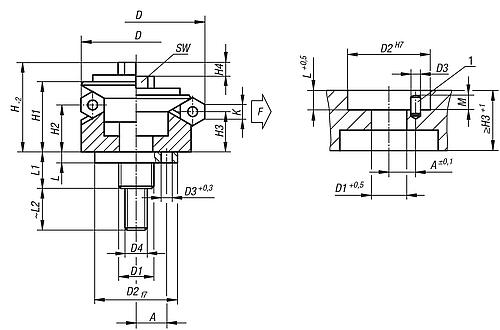 Zentrierspanner, Form: B Stahl, D =14,5, D=18,5 - K0644.0201503 - gibt’s bei HUG Technik ✓