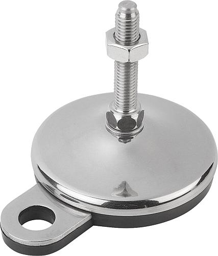 Stellfuß M10X100, Form:B Edelstahl, Komp:Gummi, D=60 - K0739.2206010X100 - bei HUG Technik ✓