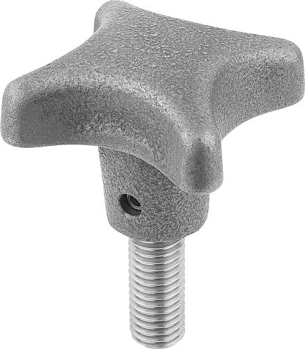 Kreuzgriff gleitgeschliffen M06X15 D1=32 H=20, Form: L Grauguss, Komp:Edelstahl - K0147.606X15 - bei HUG Technik ✭