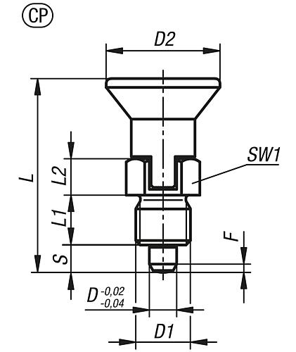 Arretierbolzen kurze Ausführung mit Gewindesicherung Gr.0 M08X1, D=4, Form: CP mit Rastnut ohne Kontermutter - K1097.197004 - bei HUG Technik ♡