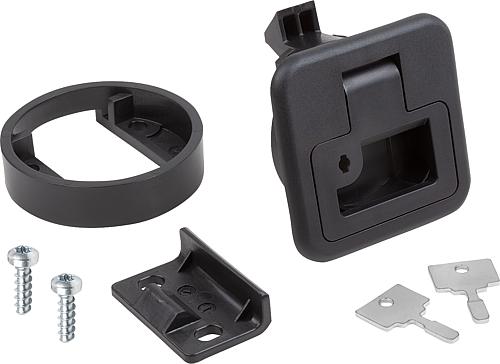 Schnappverschluss klappbar, nicht abschließbar, Form: B, S=2-7, H=35,5, M05x16, PC/ABS schwarz, Komp: PC/ABS - K1651.2002356000 - bei HUG Technik ☆