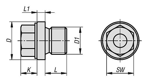 Verschlussschraube DIN910 ohne Entlüftung, G1, SW=27, Form: A, Stahl verzinkt - K1131.10100 - kommt direkt von HUG Technik 😊