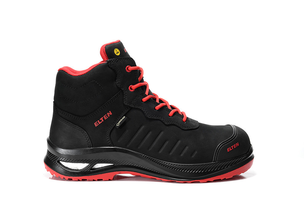 ELTEN® Sicherheitsstiefel STEWART XXG Pro GTX black-red Mid ESD S3 HI CI - gibt’s bei HUG Technik ✓
