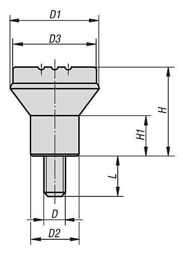 Pilzknopf Gr.1 D=M04x10, D1=21, Thermoplast schwarz RAL7021, Komp: Edelstahl, Deckel: blau RAL5017 - K0251.0043X10 - bei HUG Technik ✭