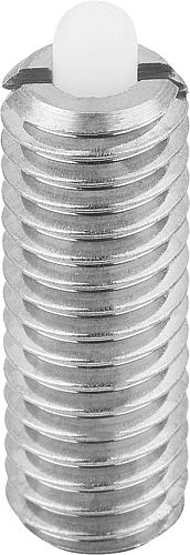 Federndes Druckstück Standard Federkraft M03 L=10 Edelstahl, Komp: Bolzen aus POM - K0320.03 - direkt von HUG Technik ✓