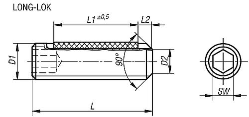 Gewindestift mit Innensechskant M03x10 Edelstahl, Long-Lok - K0707.303X10 - erhältlich bei ♡ HUG Technik ✓