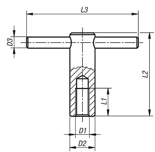 Zeichnung Knebelmutter fester Knebel M10 Stahl - K0755.110 - bei HUG Technik ✭
