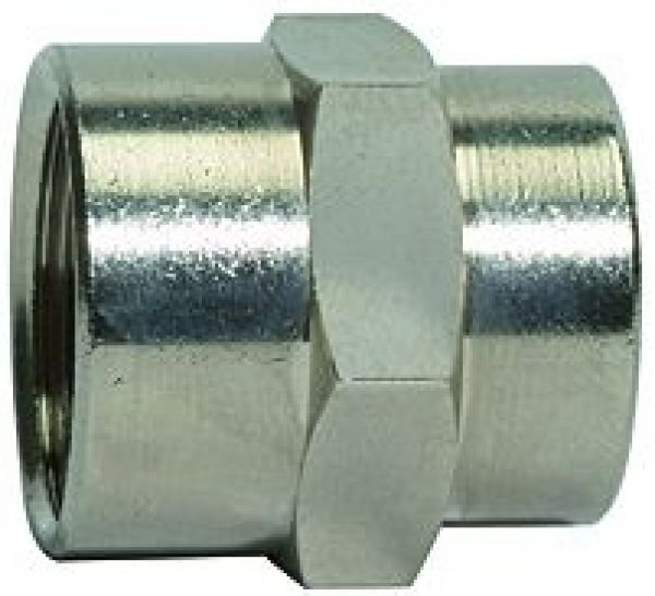 Muffe »value line«, G 3/8, SW 22, Messing vernickelt - erhältlich bei ✭ HUG Technik ✓