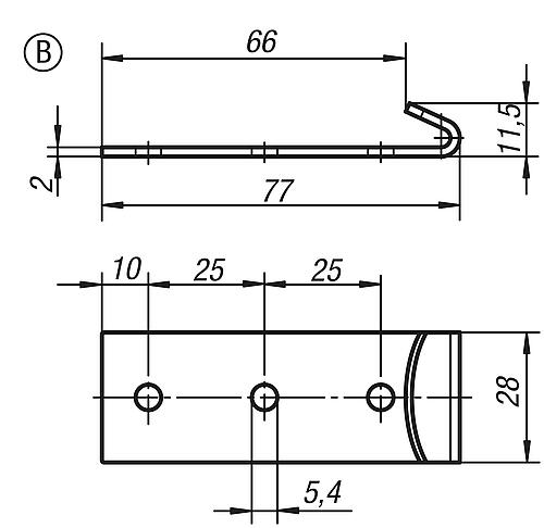 Zeichnung Gegenhaken, Form: B Edelstahl - K0045.9254772 - erhältlich bei ✭ HUG Technik ✓