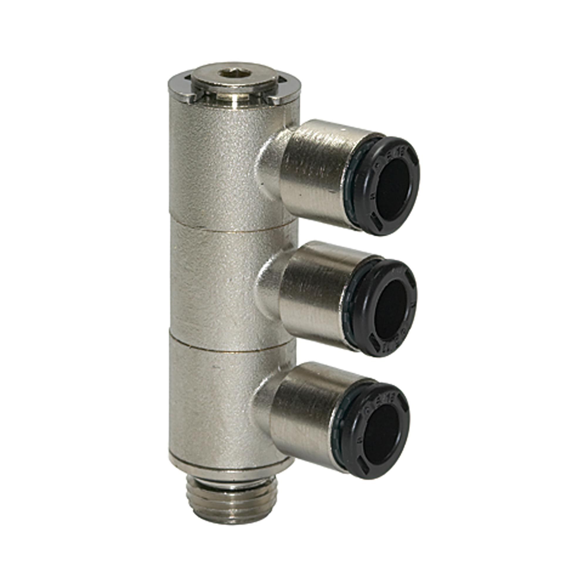 L-Mehrfachverteiler 3-fach »click-clock«, drehbar, G 1/4 a. Ø 6mm - bei HUG Technik ✭