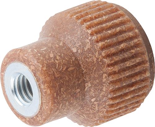 Rändelknopf Gr.1 D=M04, D1=21, H=22, Biopolymer Buche natur, Komp:Edelstahl 1.4305 blank - K0247.100104143