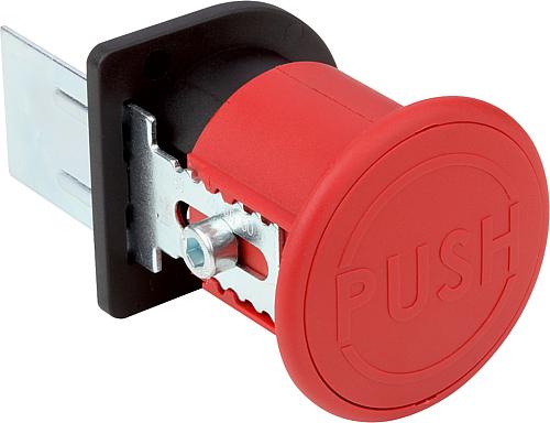 Produktbild Notöffner, Kunststoff schwarz, mit Druckknopf Komp:Kunststoff Komp:rot, BN=8/10, P=30-50 - K1497.93050 - bei HUG Technik ✭