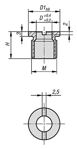 Aufnahmebuchse für Kugelsperrbolzen D=10, M=M16X1,5, Edelstahl blank - K1065.101 - kommt direkt von HUG Technik 😊