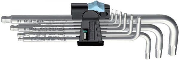 Wera® Winkelschlüssel-Satz 3950/9 PKL, Edelstahl, Hex-plus®/Kugelkopf, 9-teilig - bei HUG Technik ✭
